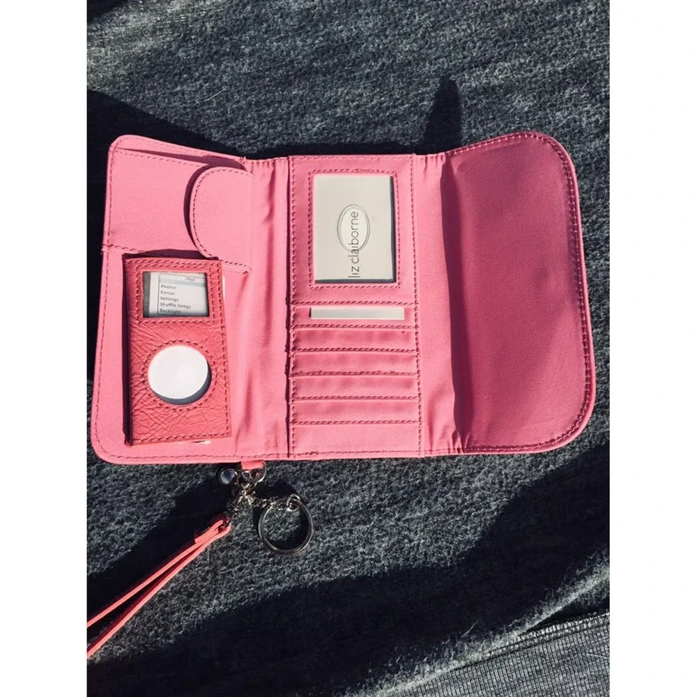 NOS Liz‎ Claiborne Pink Logo Wristlet Wallet